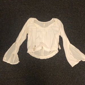 Hollister white flowy long sleeve top